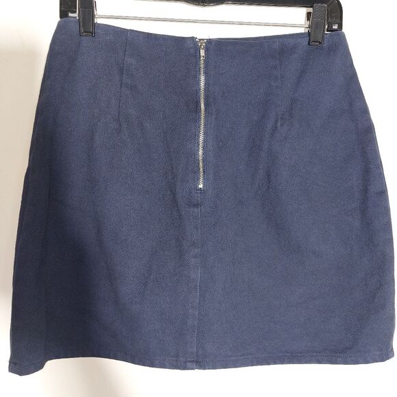 Mi Ami Women's Bohemian Floral  Embroidered 100% Cotton Navy Mini Skirt EUC - Picture 11 of 13